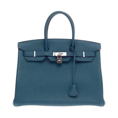 HERMES Togo Birkin 35 Bleu de Galice 